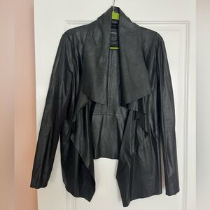 MACKAGE ‘Gretal' lamb skin leather Open/Drape Front Jacket Black -size large